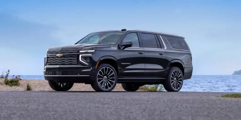 Luxury SUV exterior by the water